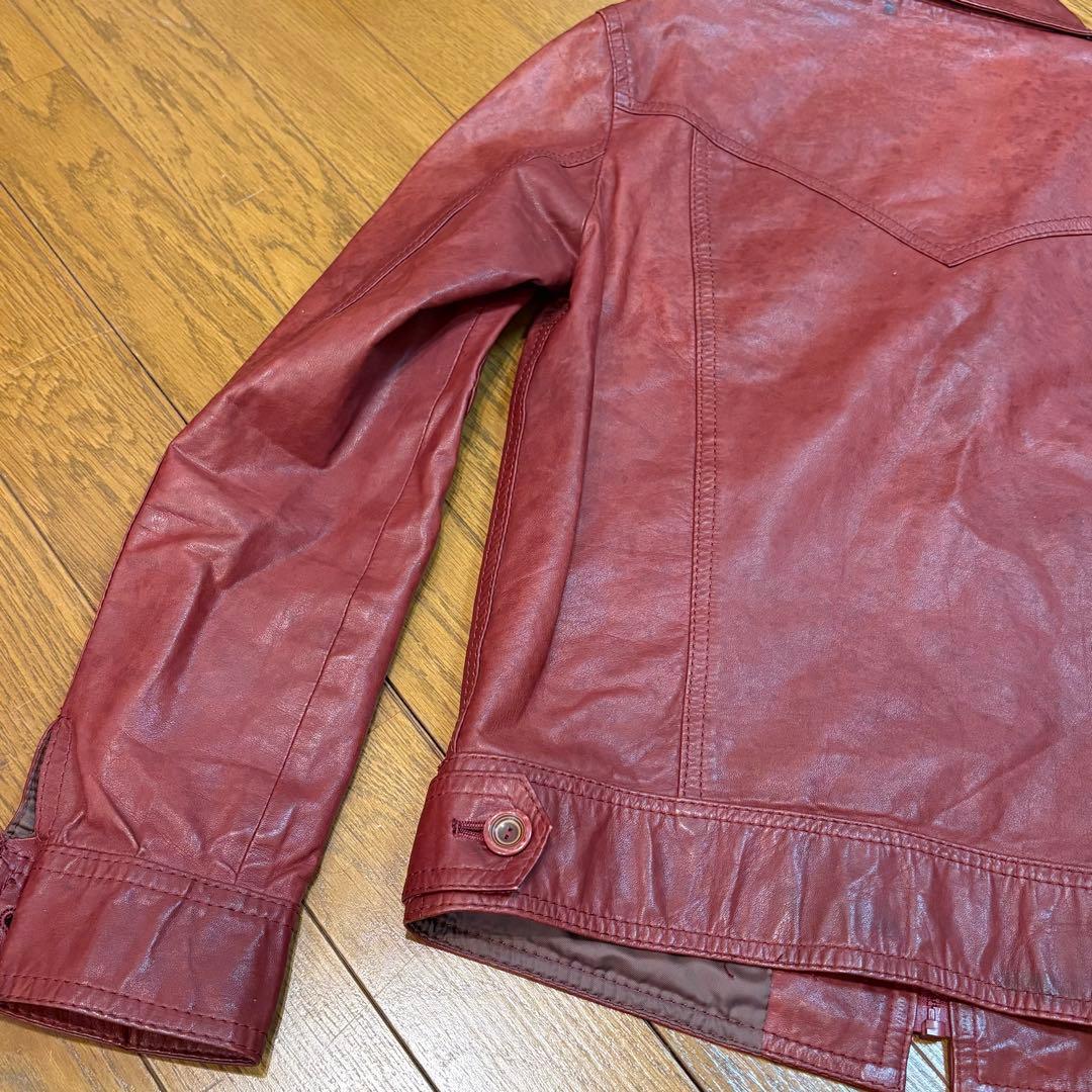 レザー ジャケット 赤 レトロ