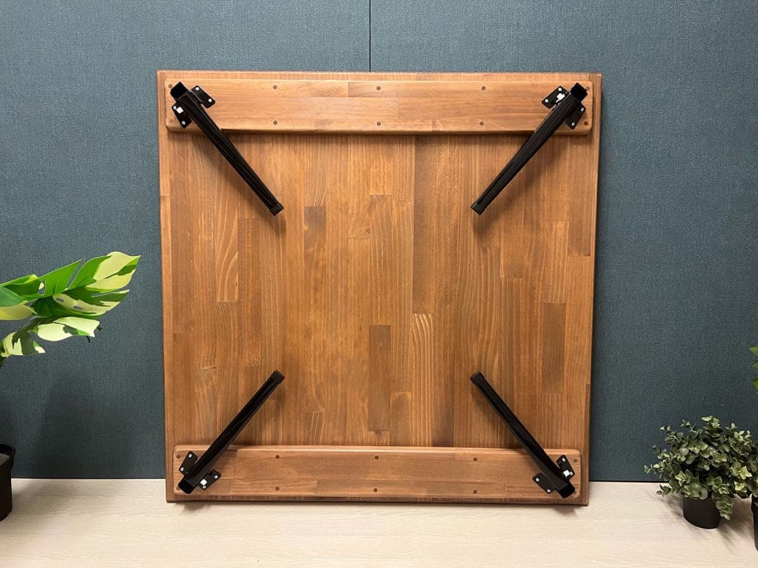 【送料無料】 ローテーブル 正方形 90cm パイン ブラウン 折りたたみ脚