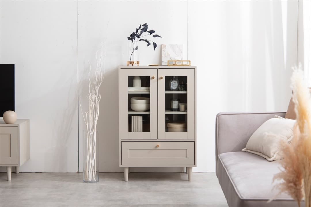 【送料無料】【幅60cm】Calan ガラスキャビネット 棚 収納 高品質