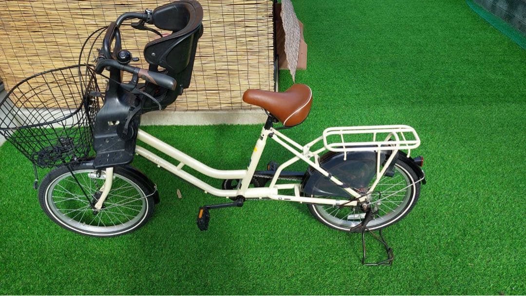 直接取引限定！　チャイルドシート付　自転車　美品　山口県　アイボリー