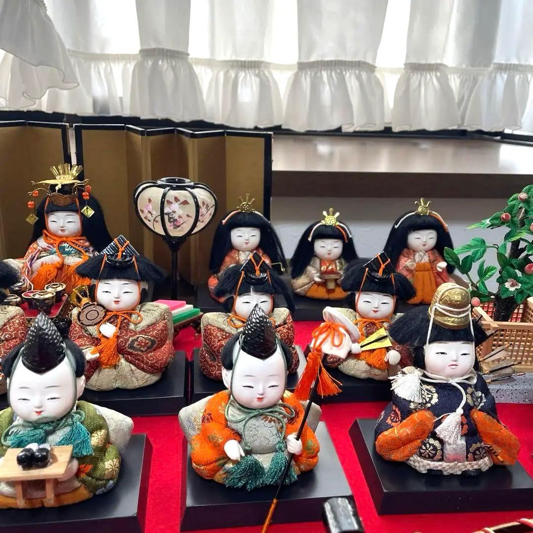 雛人形 お雛様 15人揃　木目込み人形 レトロ　お人形のみ