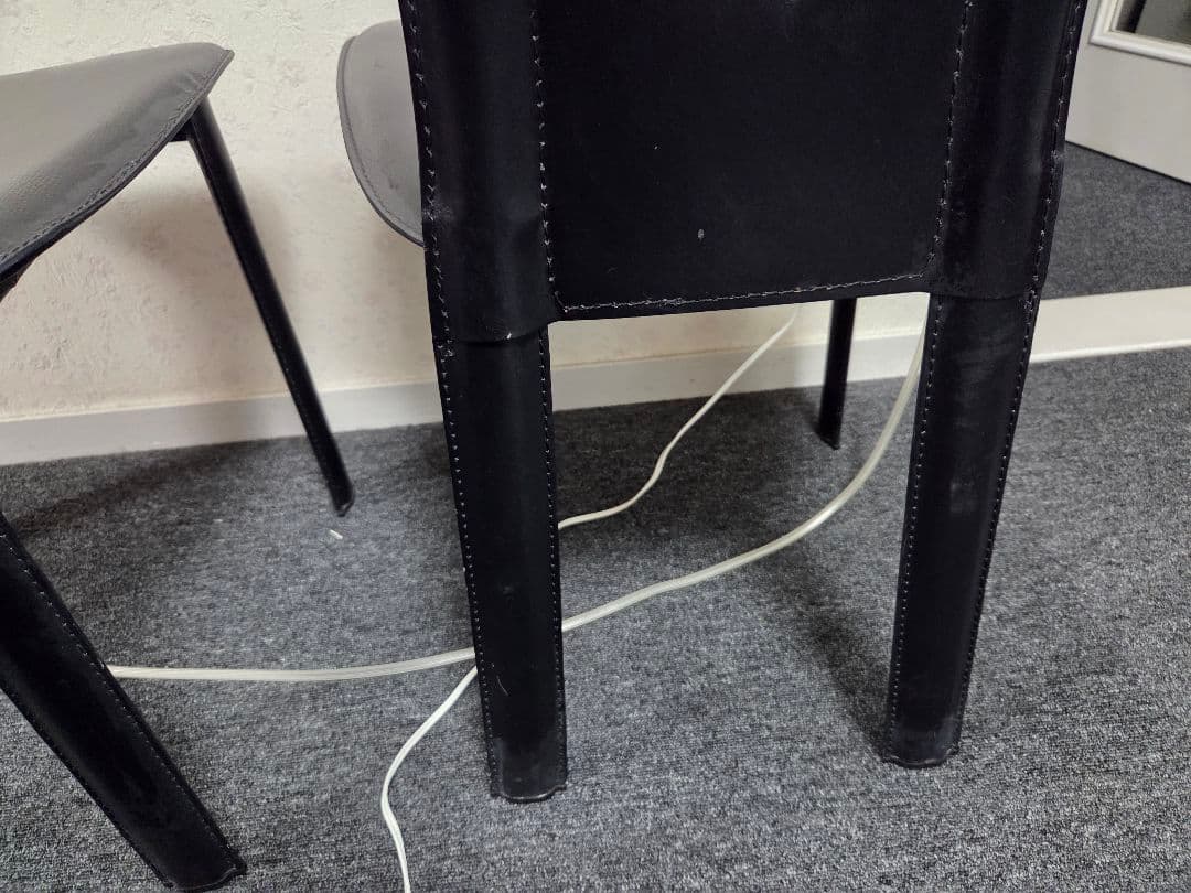 高級 廃盤 IDC 大塚家具 ハイバック ダイニングチェア 本革 食卓椅子 2脚