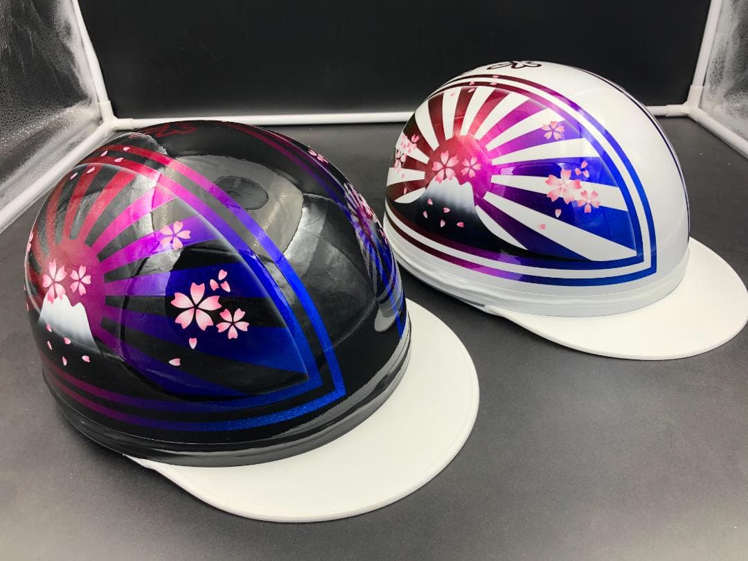 コルク半カスタム　富士日章　三つボタン　ブラックホワイトラメグラデーションセット