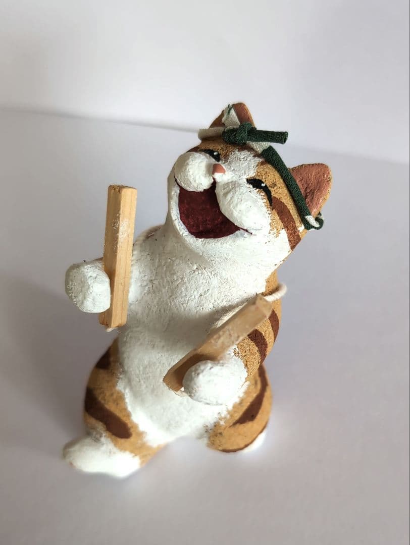 猫の置物（民芸品） 会津桐のこ人形「猫神社祭礼」限定品　希少