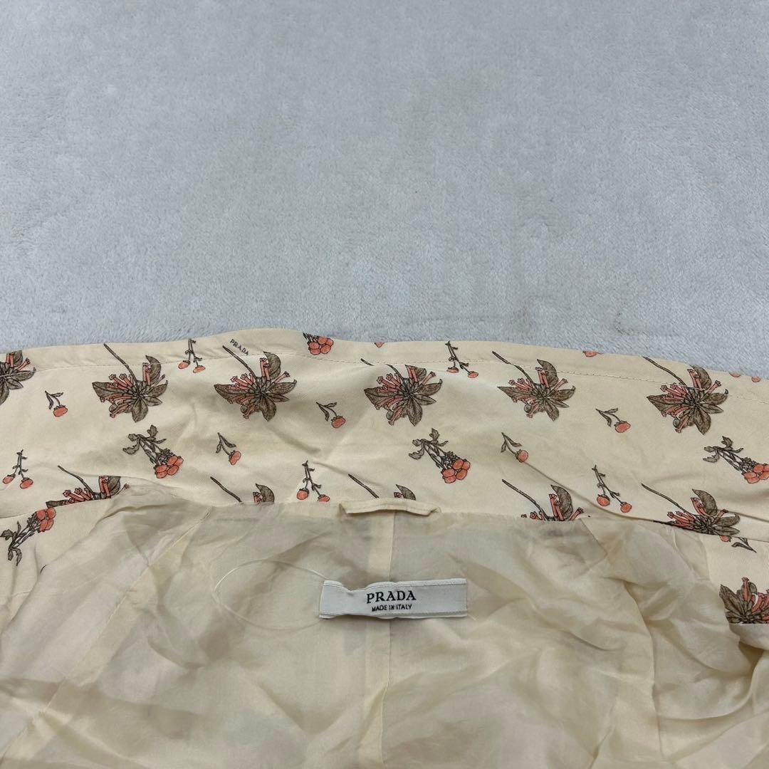 G573 M 38 プラダ ベルト付き 花柄 イタリア製 トレンチ レディース