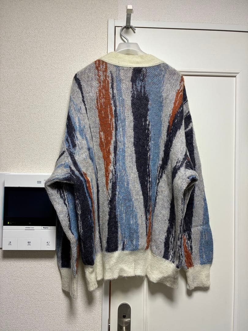 メゾンスペシャル ランダム ストライプ オーバー モヘヤ ニット カーディガン