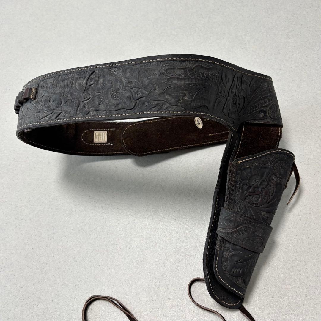 小物 leather carving western gun belt Y2K