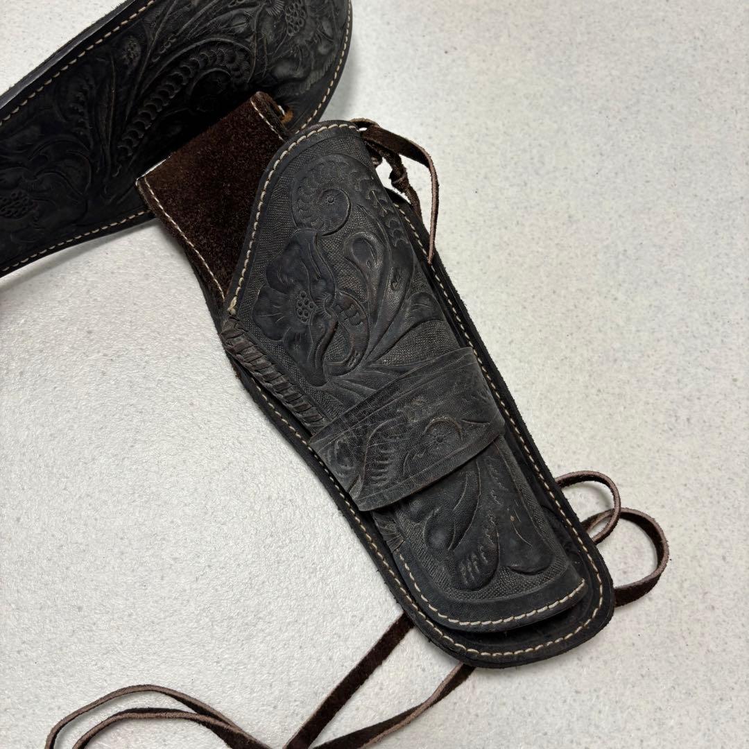 小物 leather carving western gun belt Y2K