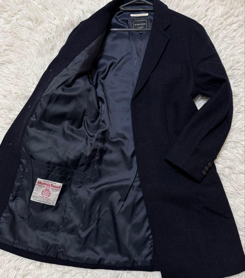 BEAMSLIGHTS ✖︎ハリスツイード　ネイビー　チェスターコート