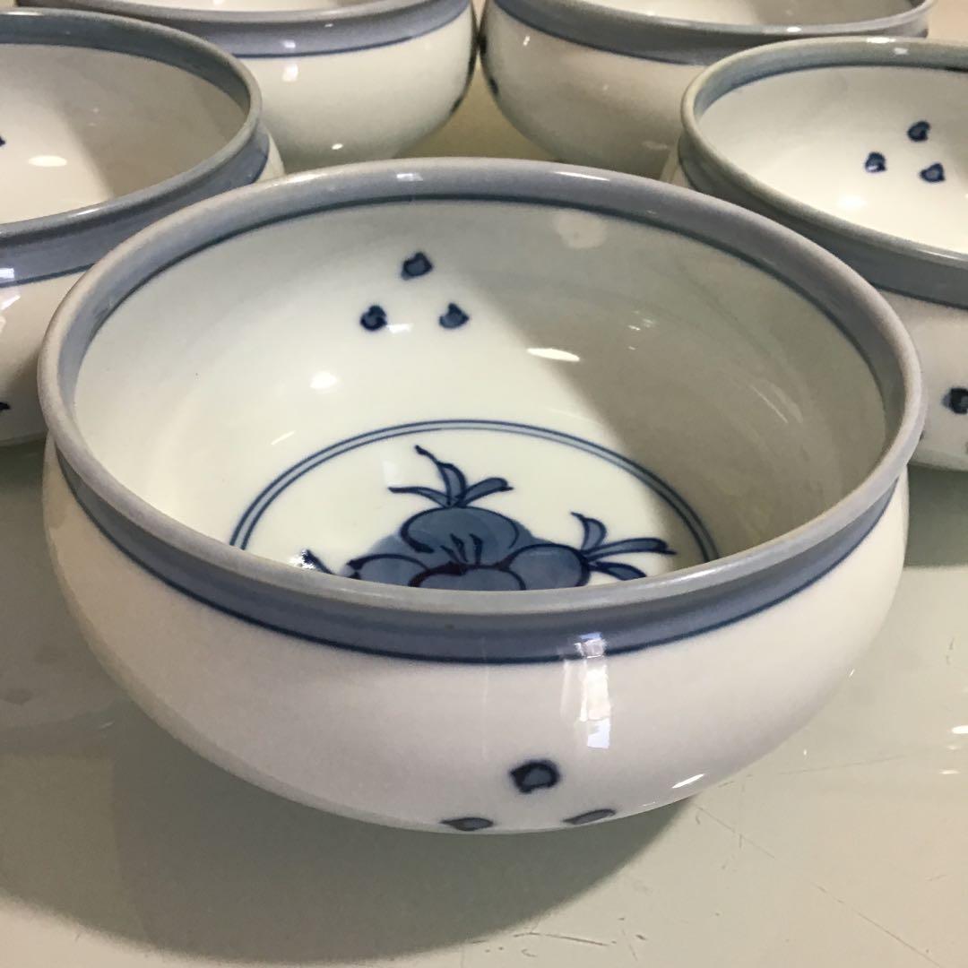 さくあさ❣️源右衛門　染付つばき絵　鉢碗　取鉢5ヶ