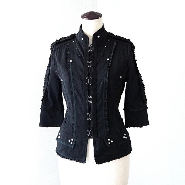 Ozz oneste オッズオン フリル シャツジャケット 黒