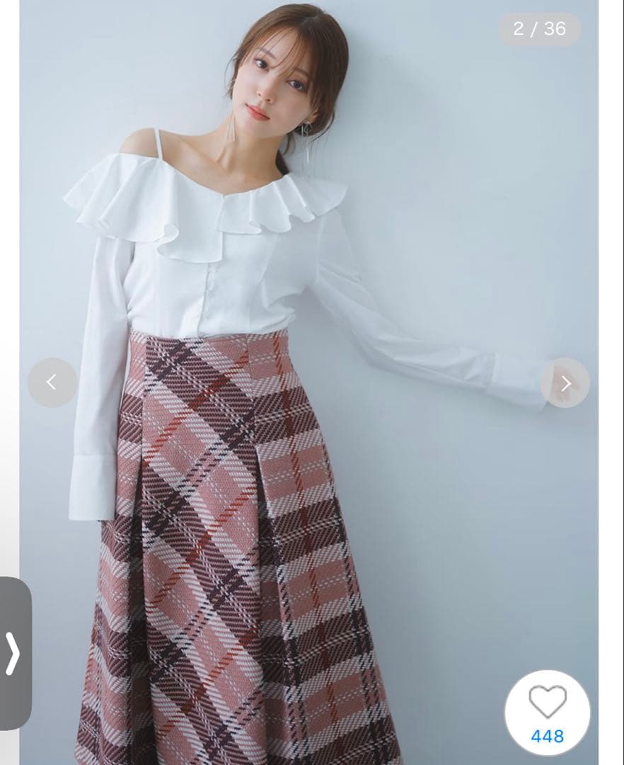 SNIDEL ロービングチェックスカート　0