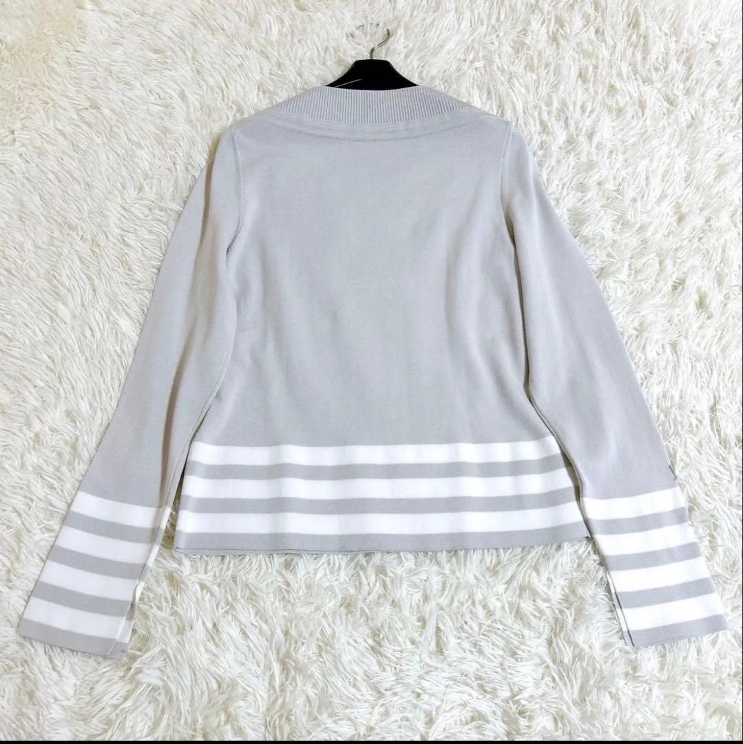 フォクシー FOXEY プラージュ 長袖ニット グレージュ ボーダー サイズ40