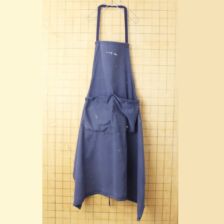 70s80s EUROオイルドコットンワークエプロン ネイビー ユーロ aw13