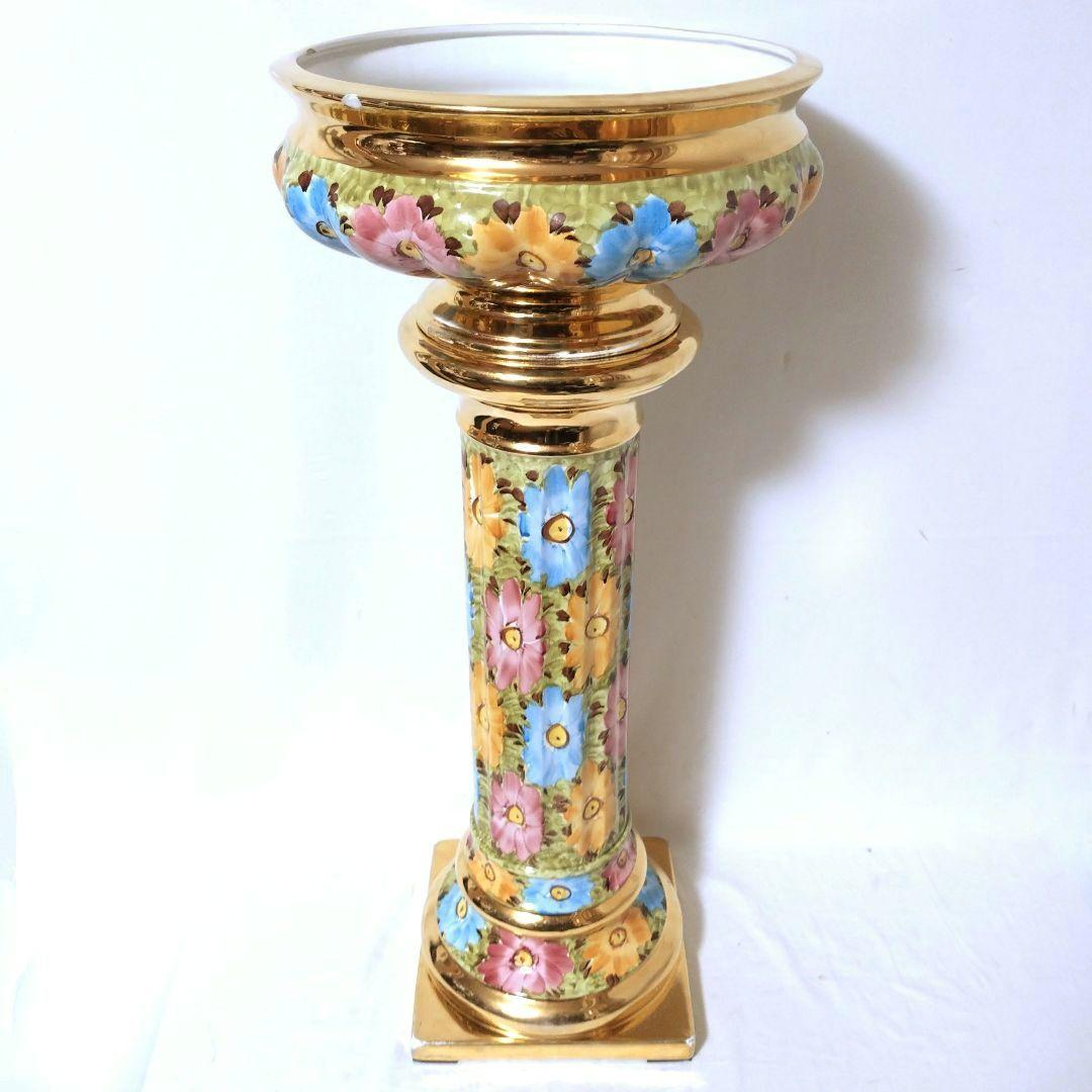 イタリア製　コラム＆ポット　ガーデニングオブジェ　フラワーベース　プランター