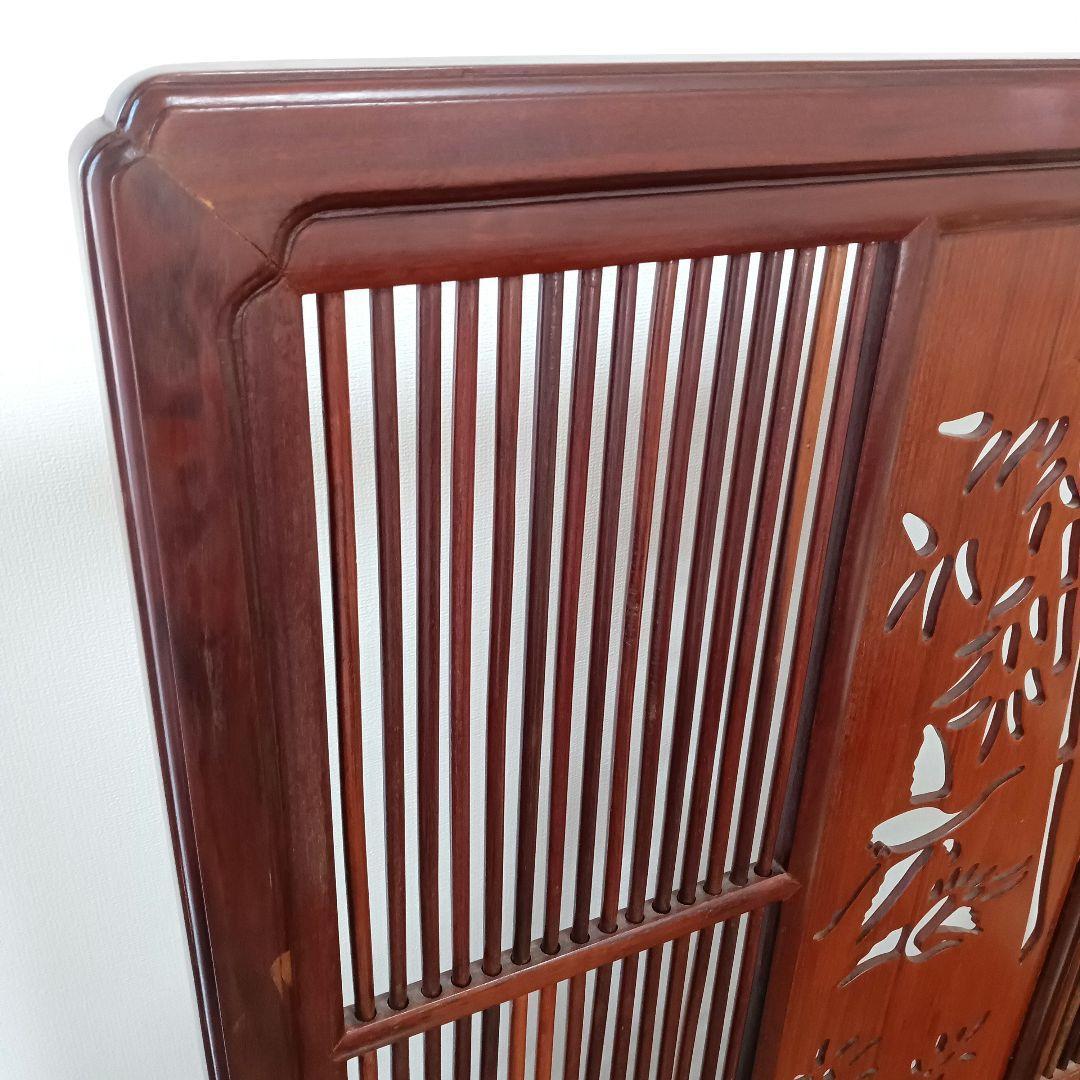 透かし彫り 唐木 衝立 ついたて インテリア アンティーク 目隠し 仕切り板