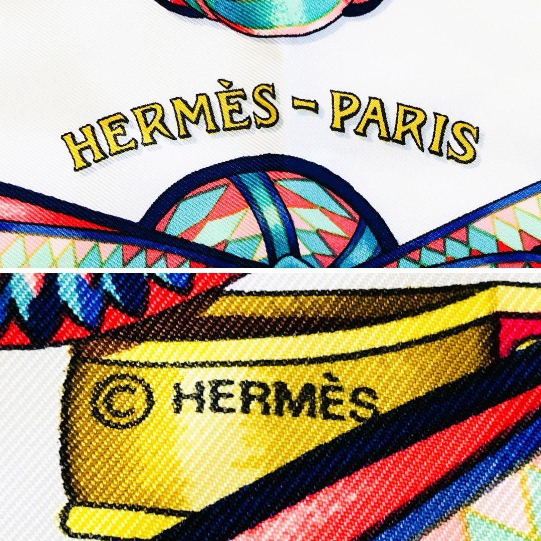HERMES エルメス カレ90 馬のリボン スカーフ タグ無し