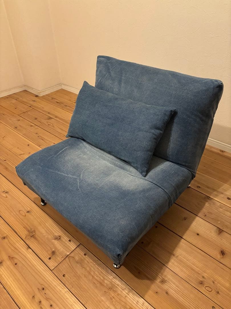 リクライニング1人掛けデニムソファ