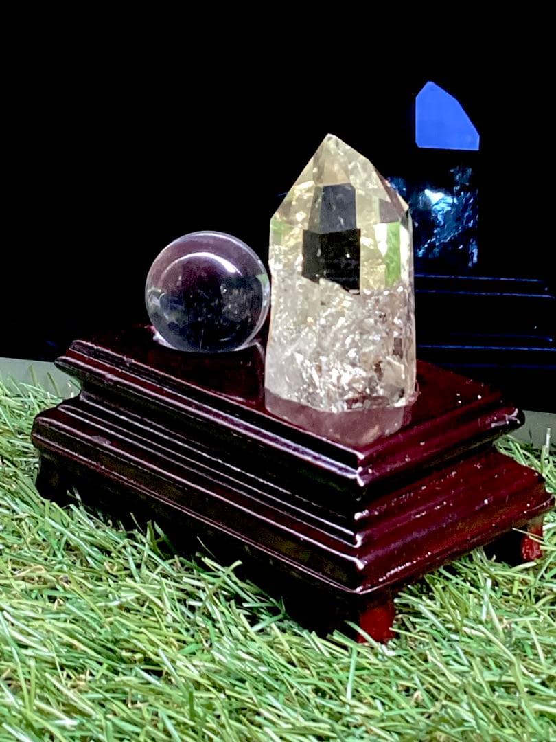 ✳最強の風水**ガネーシュヒマール水晶＆レモン水晶　お守り*守護石　鑑別書付‼️
