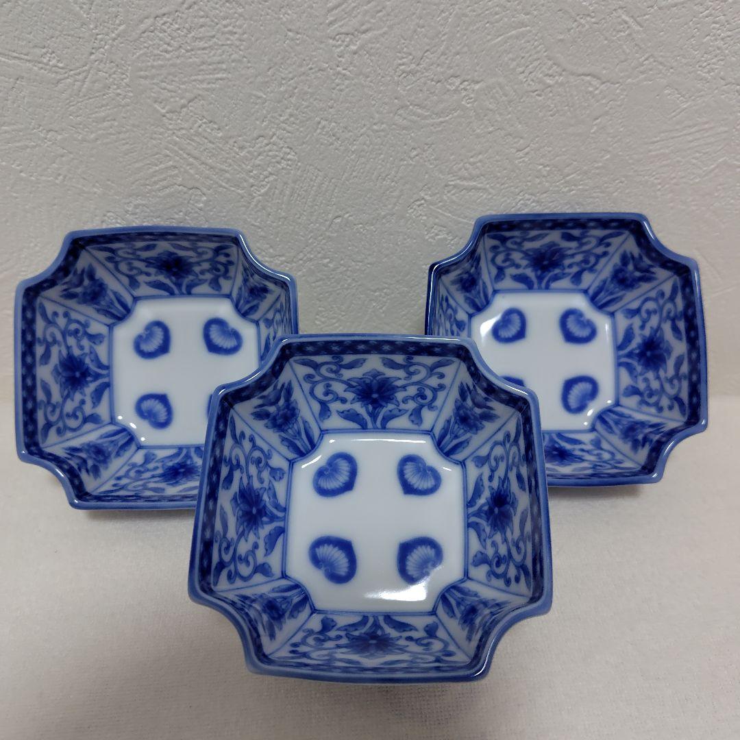 新品✾深川製磁 かぶと唐草 小付 角切小鉢　5枚　木箱【廃盤レア】