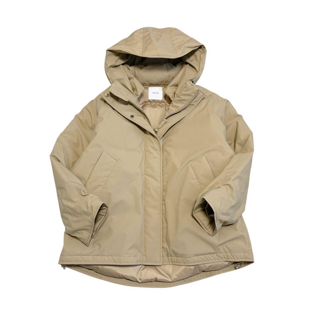 美品　スピックアンドスパン　24AW　撥水フーデッドダウンハーフコート　36