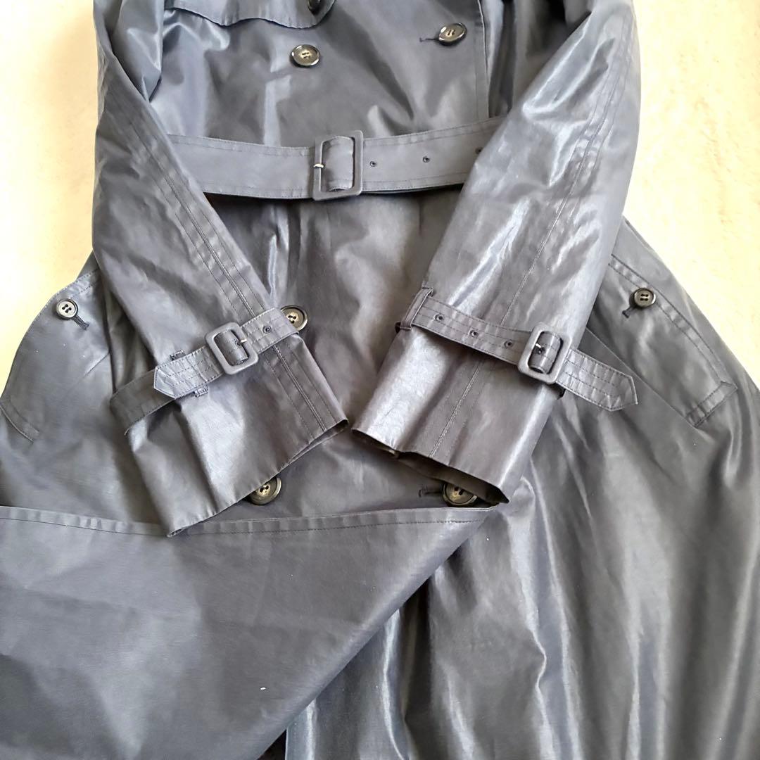 アマカ 万能トレンチコート ライナー ベルト付 光沢ネイビー 日本製 Lサイズ