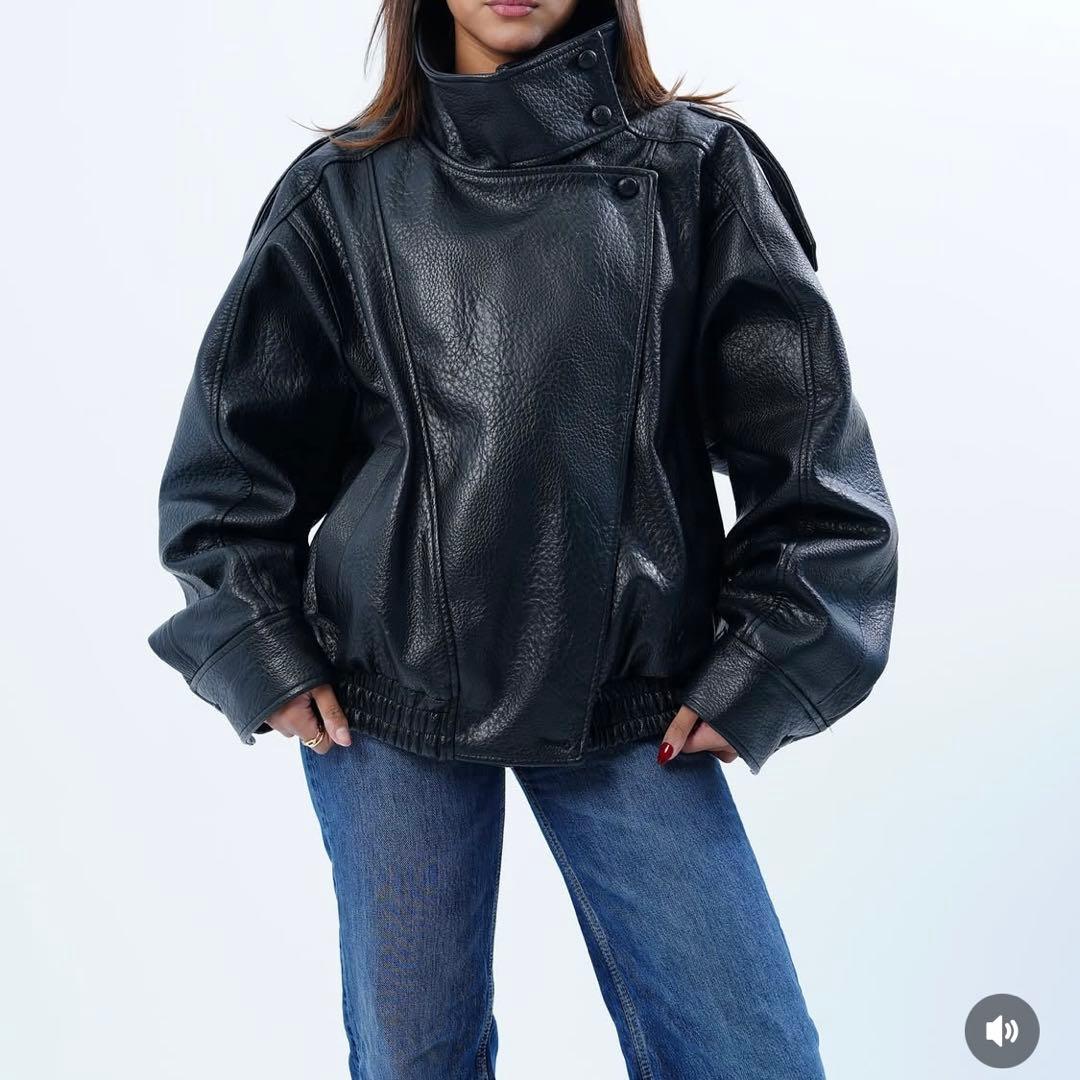 ZARA フェイクレザージャケット ブラック　公式完売品
