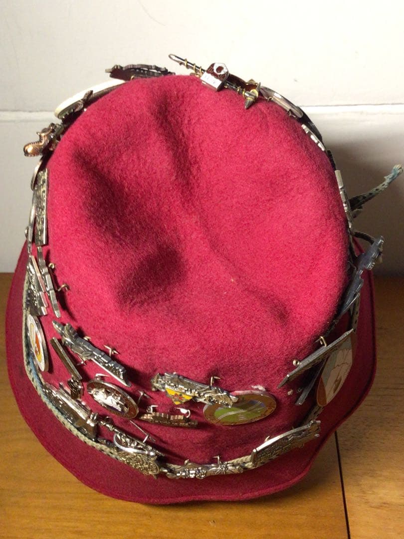 棋士/作家遺品 マウンテンハット 1950~80年代登山バッチ48点付きラビット