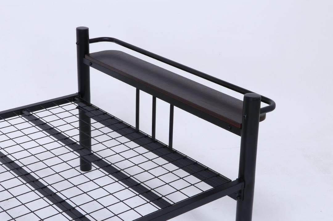 【新品・送料無料】宮付　シングルベッド　タンテ　ブラック