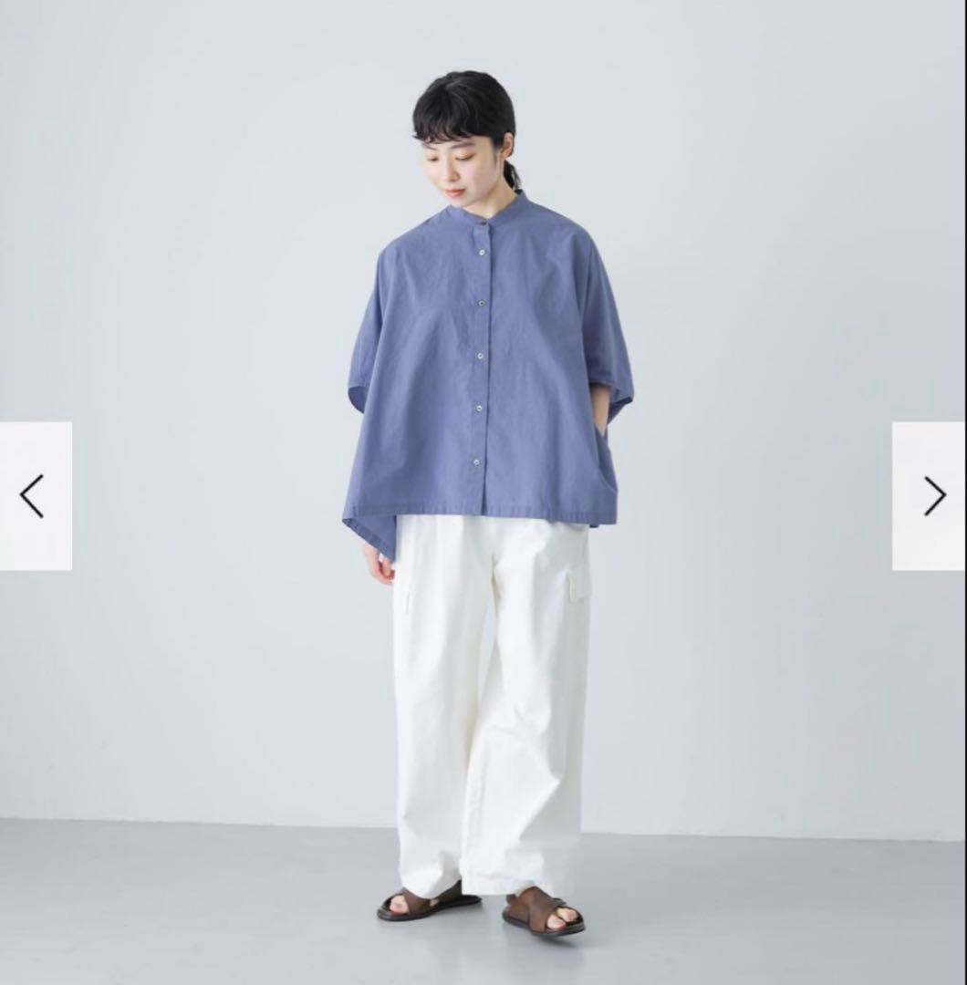 新品　今季　かぐれ　コットンスクエアポンチョシャツ 2025年春夏　ブルー　綿