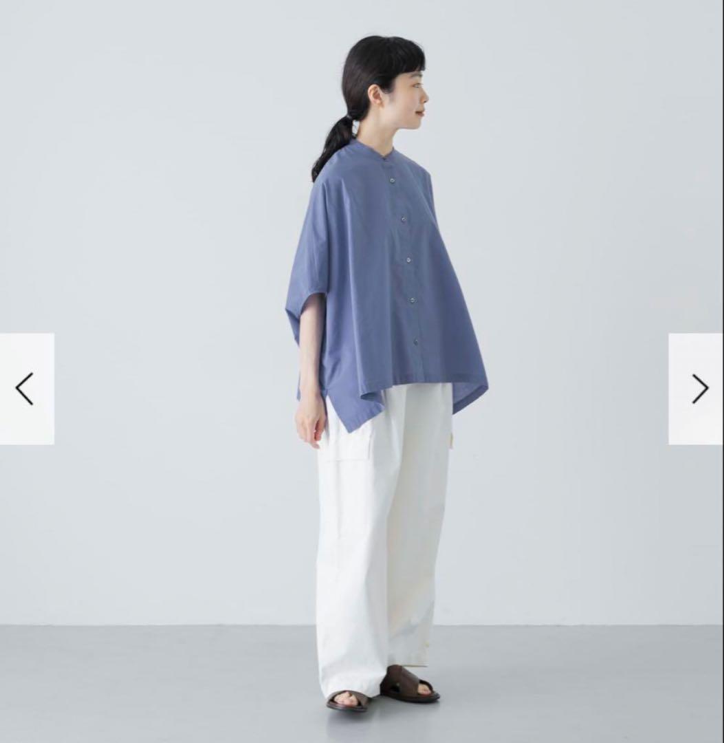 新品　今季　かぐれ　コットンスクエアポンチョシャツ 2025年春夏　ブルー　綿