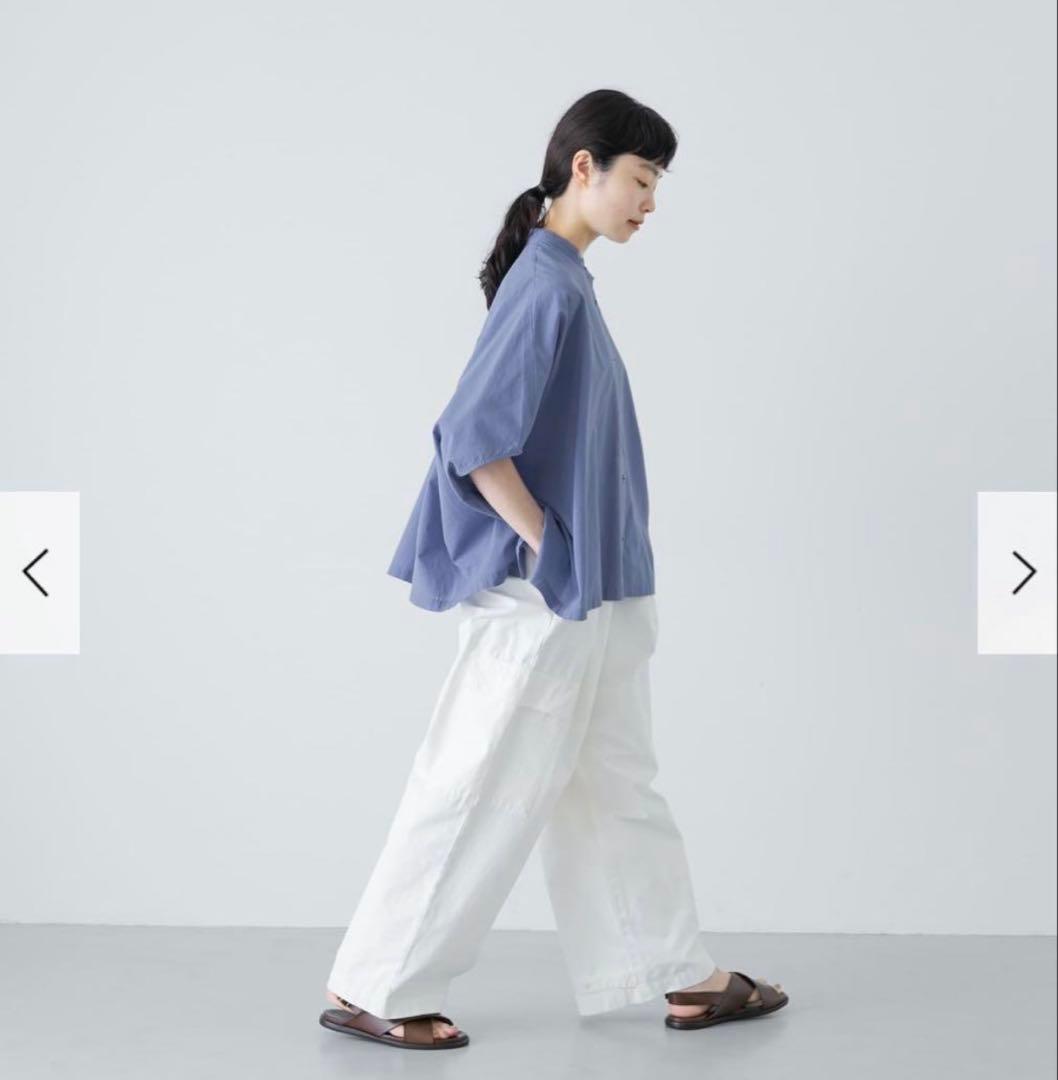 新品　今季　かぐれ　コットンスクエアポンチョシャツ 2025年春夏　ブルー　綿