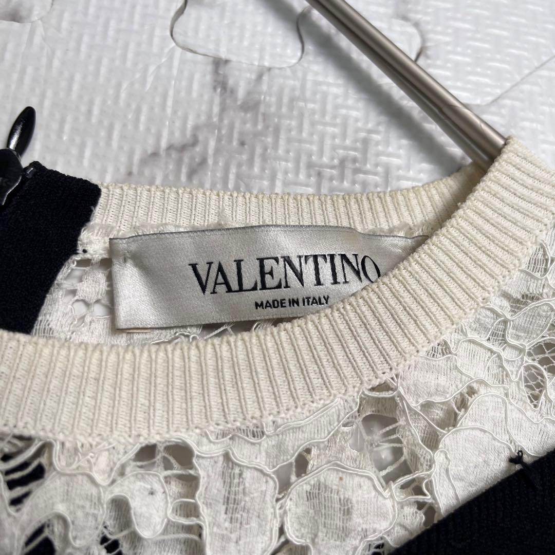 極美品✨ ヴァレンティノ レース フリル ミニワンピース 黒 ストレッチ 伸縮性