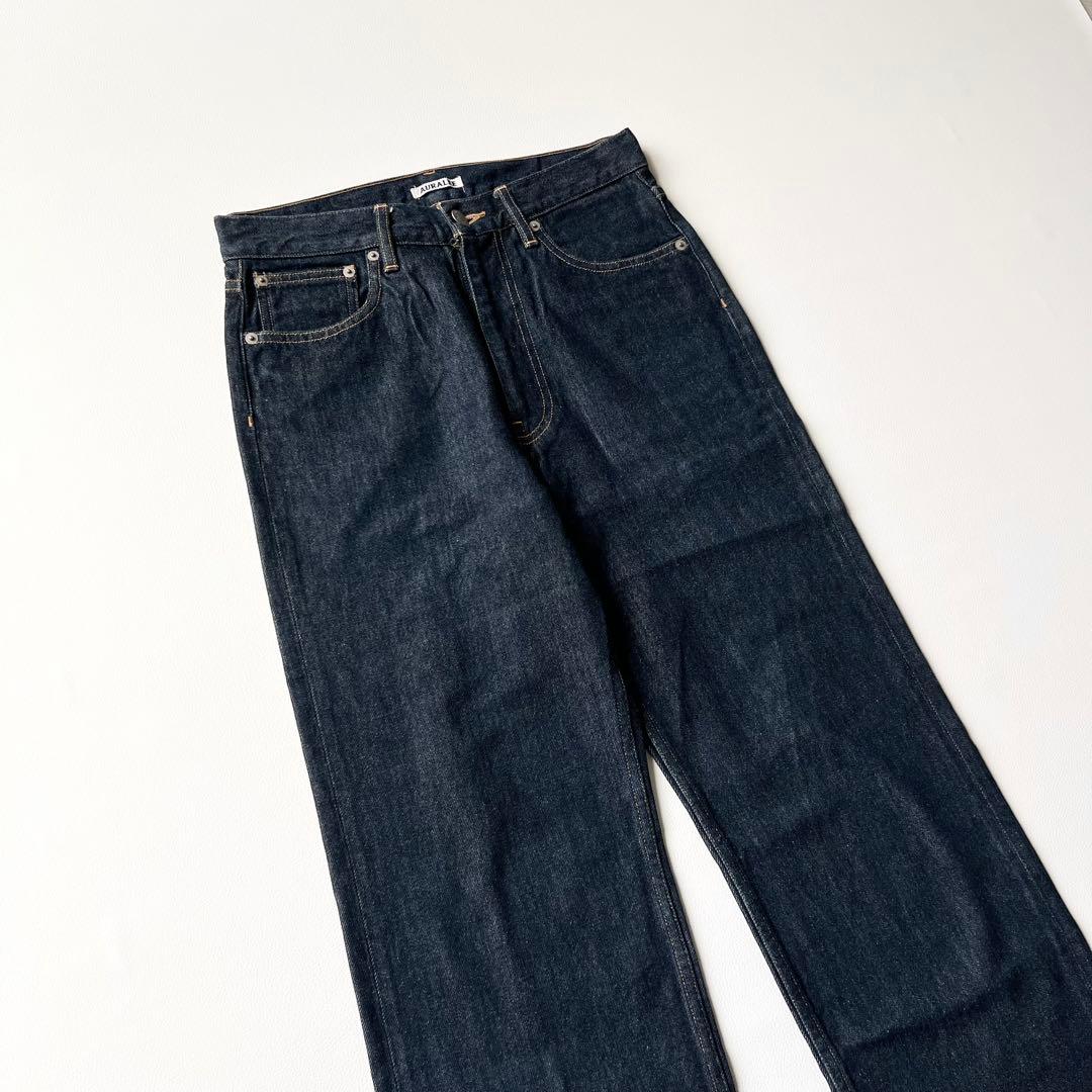 4837【美品】オーラリー　ストレートデニム ハードツイストデニム　インディゴ
