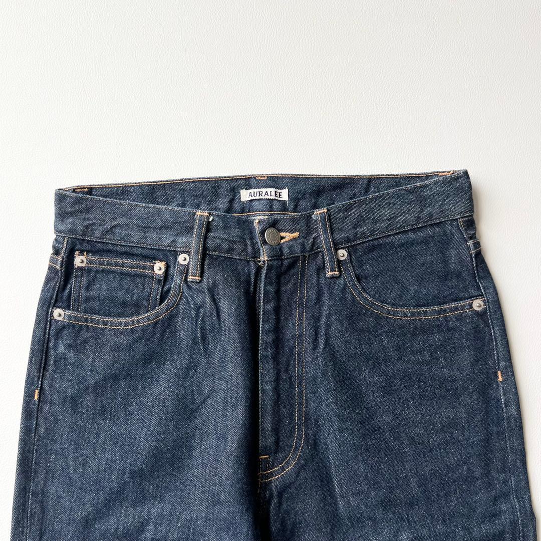 4837【美品】オーラリー　ストレートデニム ハードツイストデニム　インディゴ
