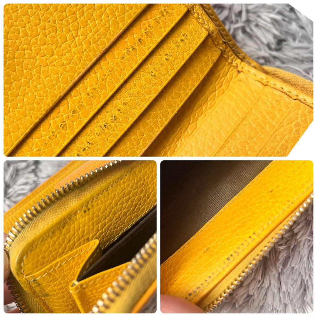 GUCCI 折り財布　GGキャンバス イエロー　ラウンドファスナー