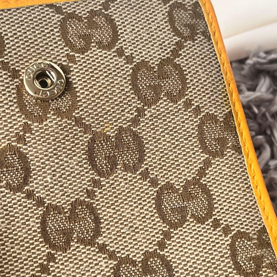 GUCCI 折り財布　GGキャンバス イエロー　ラウンドファスナー