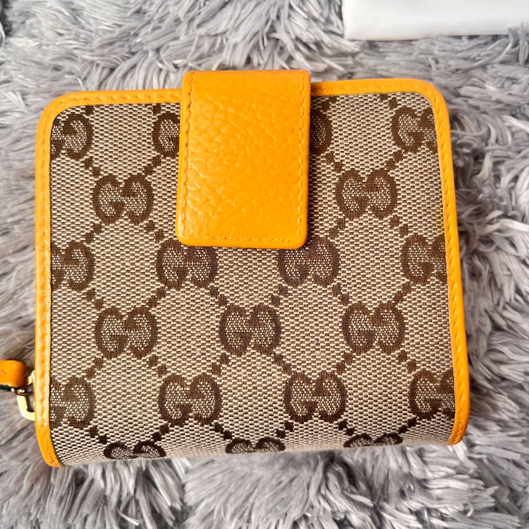 GUCCI 折り財布　GGキャンバス イエロー　ラウンドファスナー