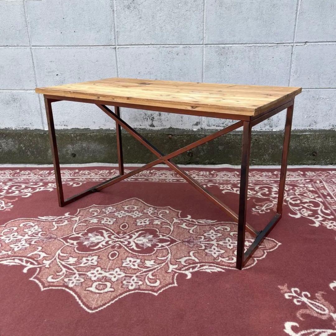 古家具◾️古材天板×金属製フレーム ローテーブル コーヒーテーブル サイドテーブル