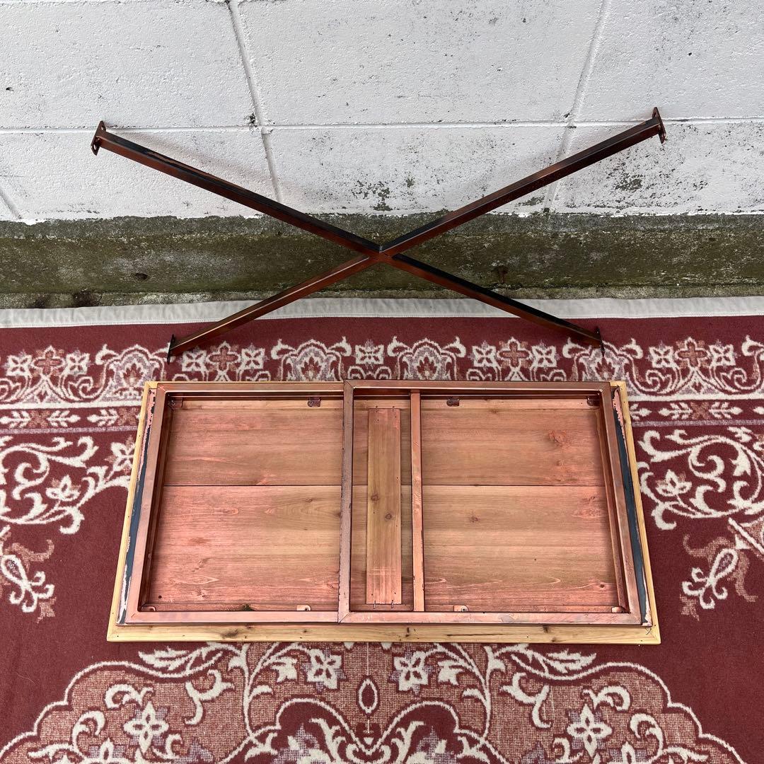 古家具◾️古材天板×金属製フレーム ローテーブル コーヒーテーブル サイドテーブル