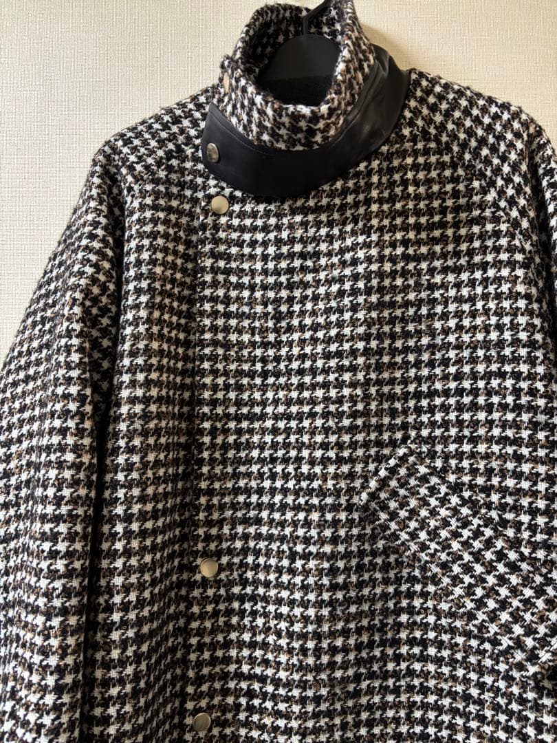 【新品】Lallia Mu ラリアムー　スタンドカラーチェックロングコート黒色