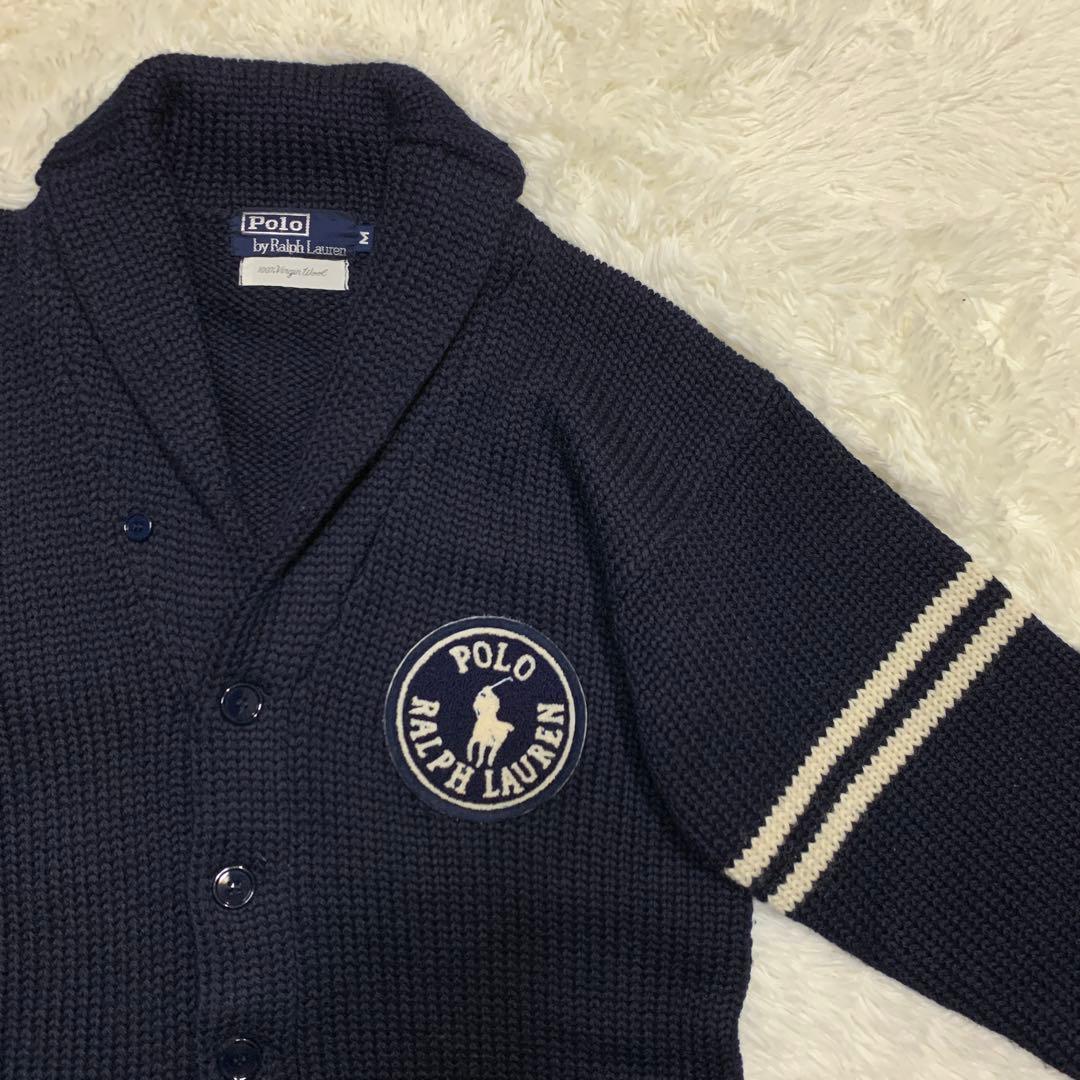 美品　ラルフローレン　ショールカラーカーディガン　ウール１００％　M
