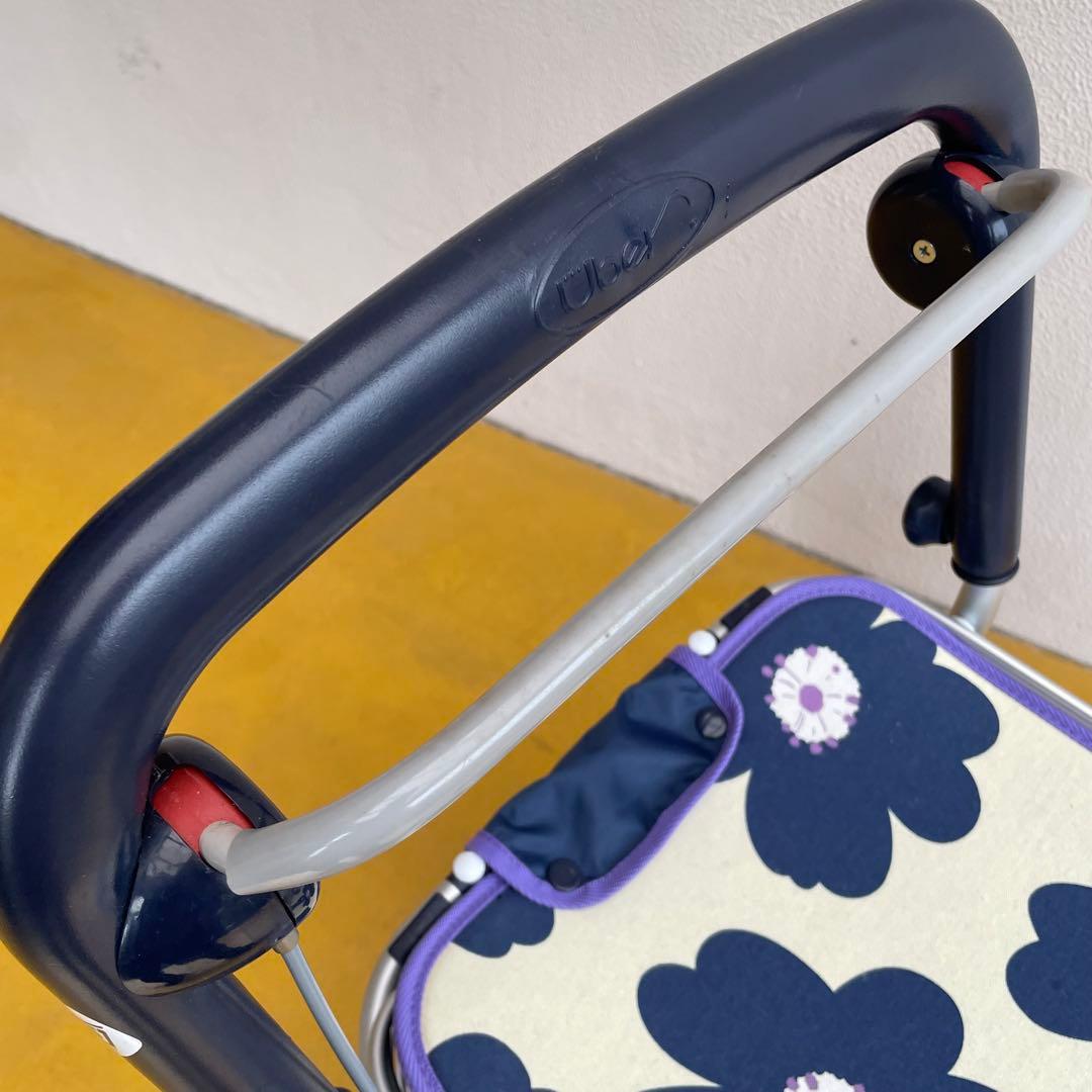 ユーバー産業　アルミワイヤーカート　ショッピングカート　花柄　シルバーカー