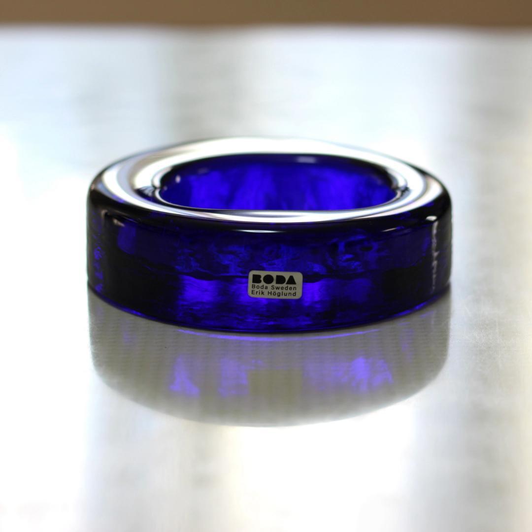 【大人気・シールあり】エリックホグラン　ガラスオブジェ　ブルー　北欧ヴィンテージ