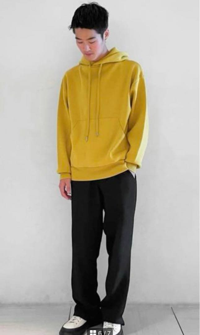 CABaN コットンカシミヤ プルオーバーパーカ　イエロー　L