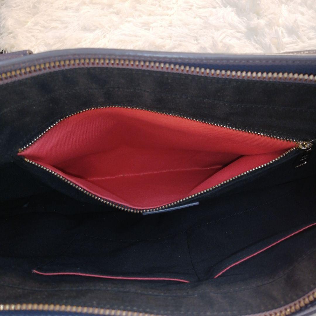 ポールスミス レザー インレイド マルチストライプハンドル トートバック グレー