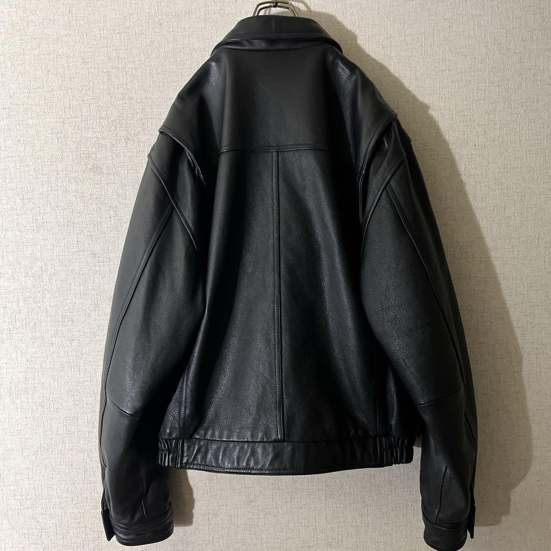 レザージャケット 本革 シングルライダース ブルゾン ブラック