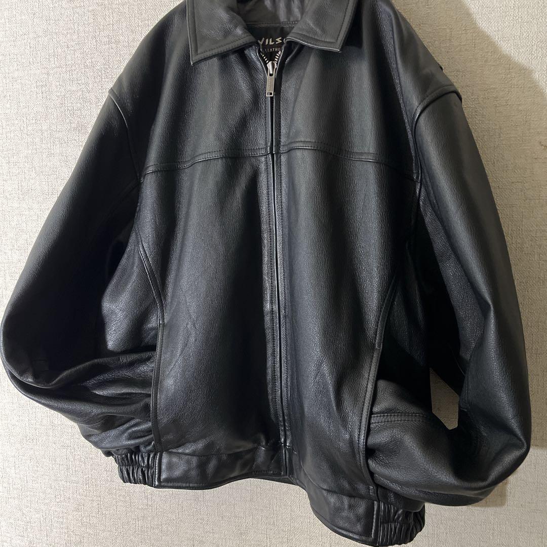 レザージャケット 本革 シングルライダース ブルゾン ブラック