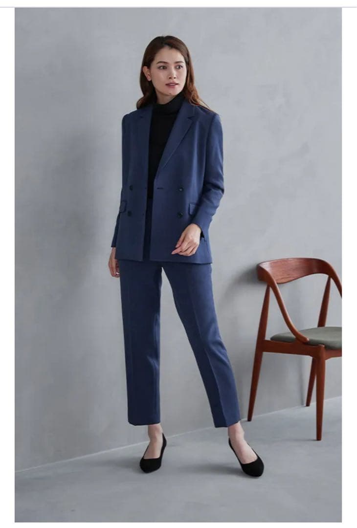 新品同様　オリヒカ　ウォッシャブル　パンツ　スーツ　青紺　上M 下L