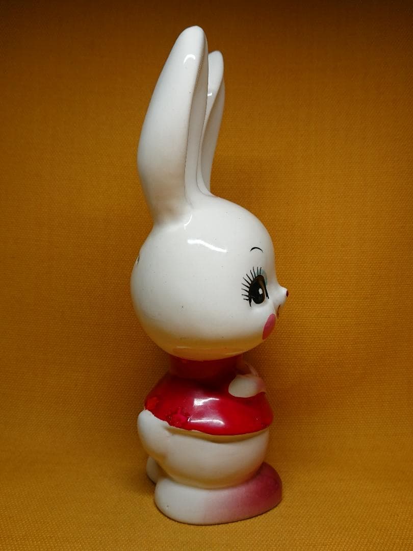 ビンテージ　ウサギ　兎　白兎　陶器　置物　インテリア　工芸品　美術品　A1110